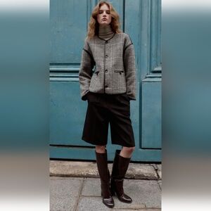 Zara REVERSIBLE FAUX LEATHER PIPING JACKET(M)